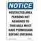 Signmission OSHA Notice Sign, 5" Height, NOTICE Restricted Area Permission Required Sign, Portrait OS-NS-D-35-V-16480 - alternate 1